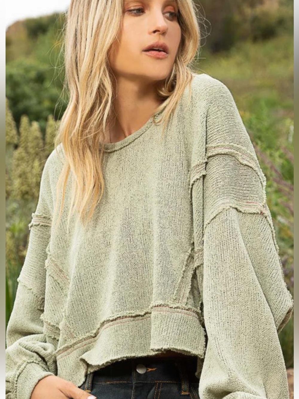 POL oversized Sage Green Hoodie Sweater